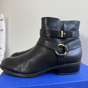Ralph Lauren Margo Black Leather Zip Up Moto Ankle Boots Size 8.5